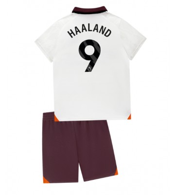 Manchester City Erling Haaland #9 Segunda Equipación Niños 2023-24 Manga Corta (+ Pantalones cortos)